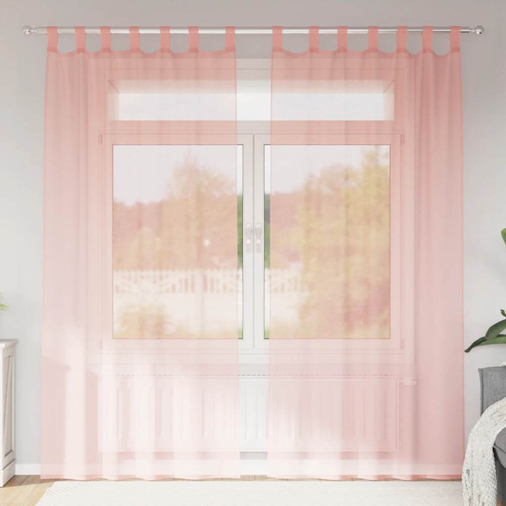 Vidaxl gordijnen voile met roedezakken 2 st roze