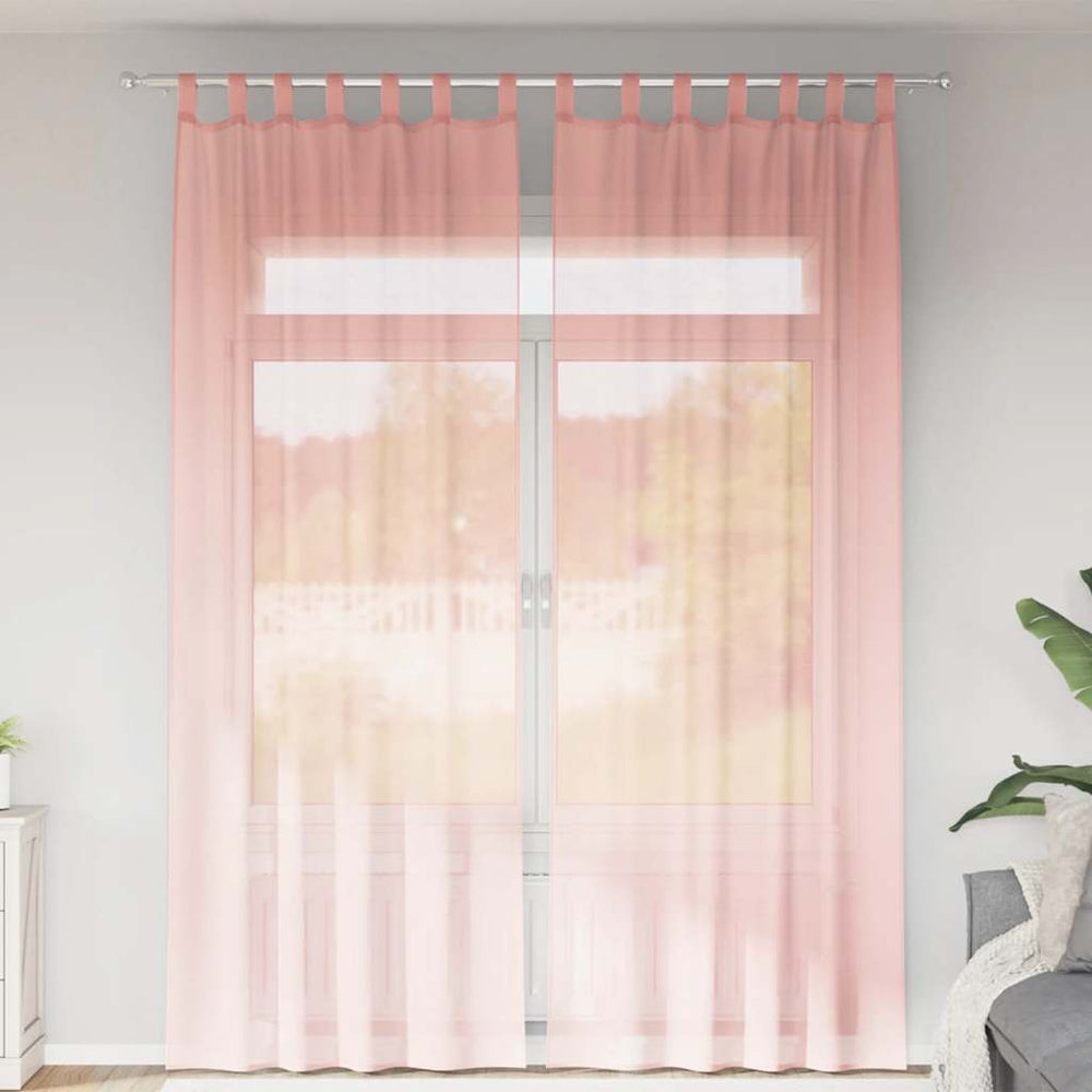 Vidaxl gordijnen voile met roedezakken 2 st roze
