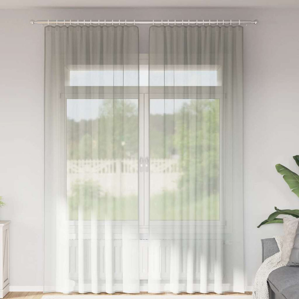 Vidaxl gordijnen voile met roedezakken 2 st lichtgrijs