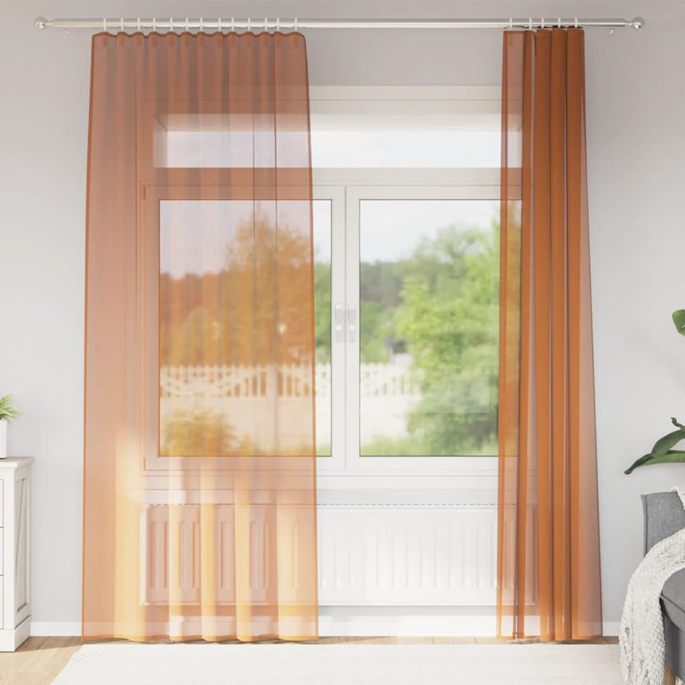 Vidaxl voile gordijnen met roedezakken 2 st terracotta