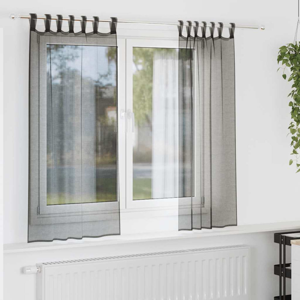 Vidaxl gordijnen voile met tab top 2 st zwart