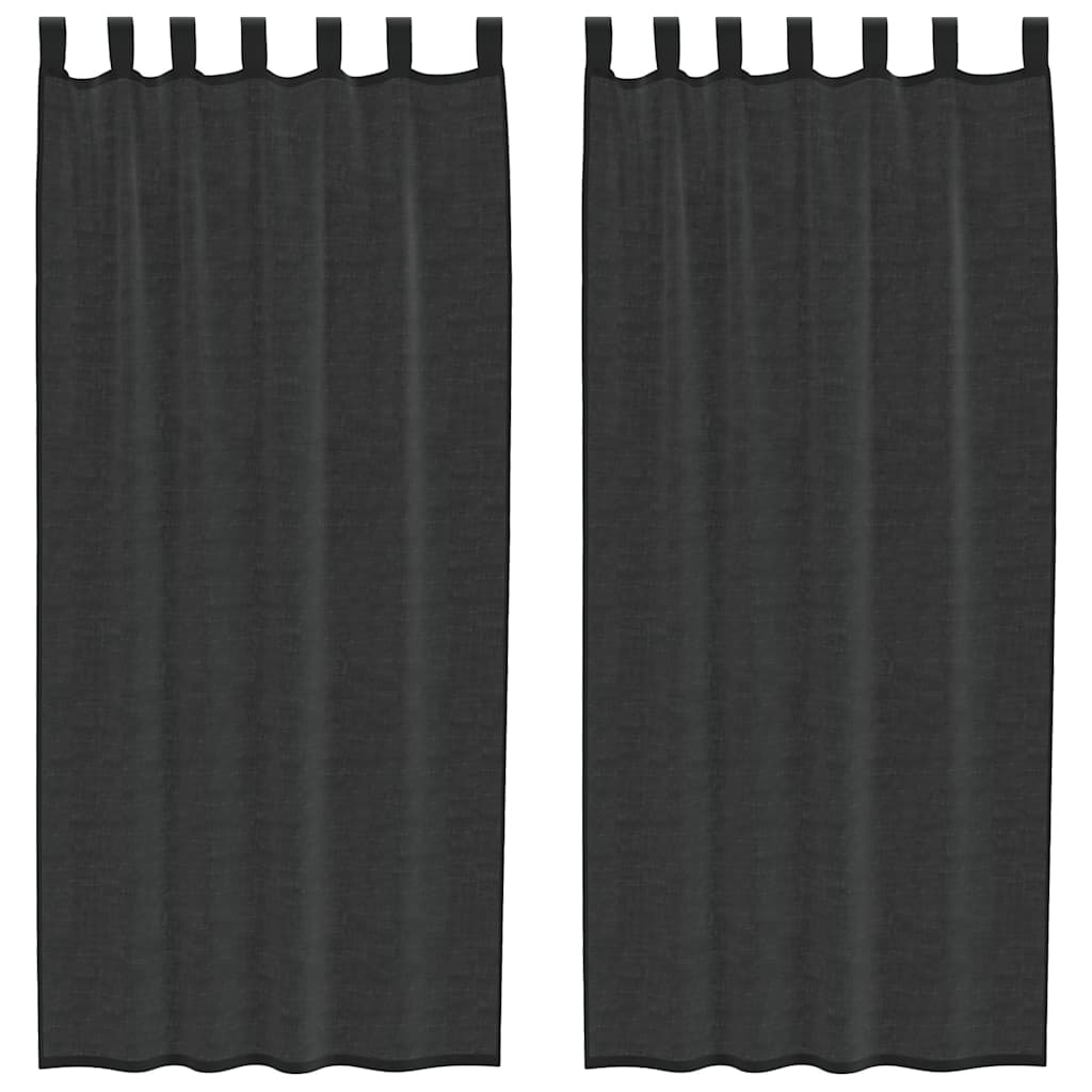 Vidaxl gordijnen voile met tab top 2 st zwart