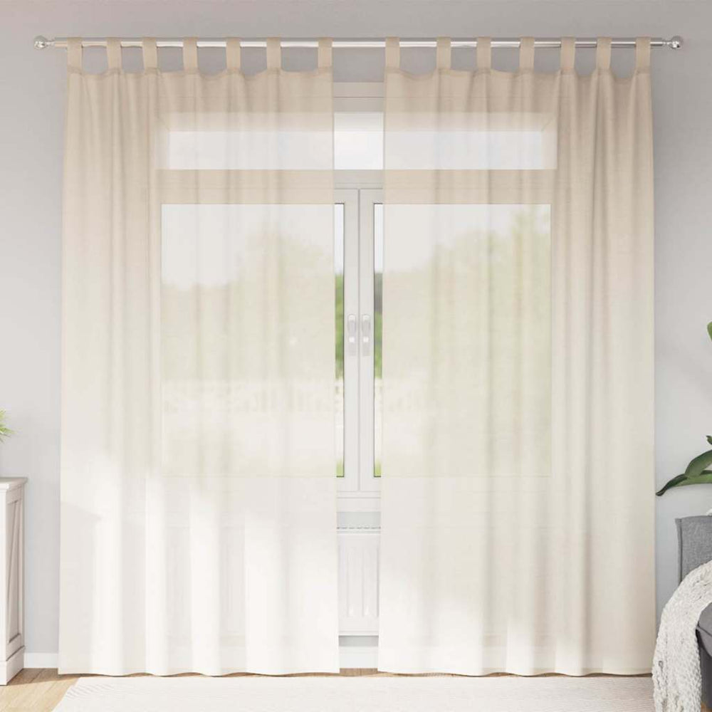 Vidaxl gordijnen voile met tab top 2 st crèmekleurig