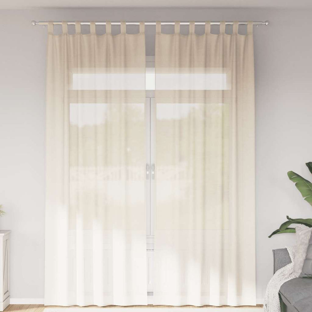 Vidaxl gordijnen voile met tab top 2 st crèmekleurig