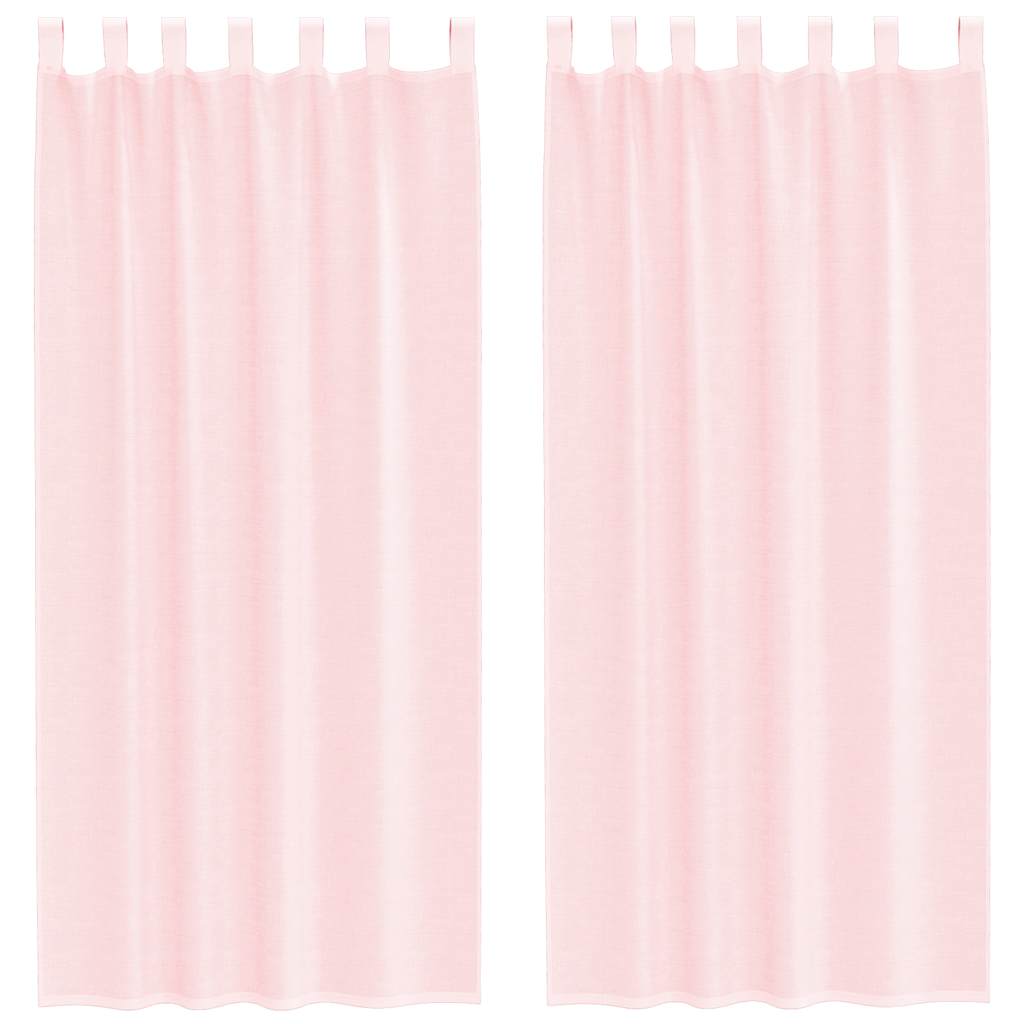 Vidaxl gordijnen voile met lussen 2 st 140x245 cm lichtroze