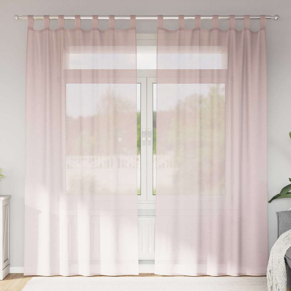 Vidaxl gordijnen voile met lussen 2 st 140x245 cm lichtroze