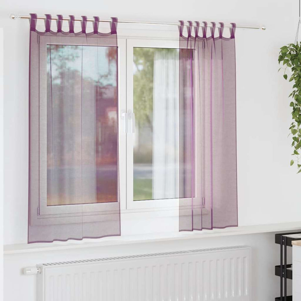 Vidaxl gordijnen met lussen 2 st paars 140x140 cm