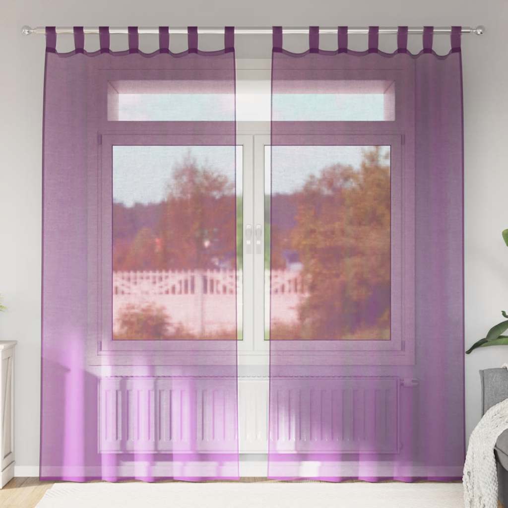 Vidaxl gordijnen voile met lussen 2 st 140x225 cm paars
