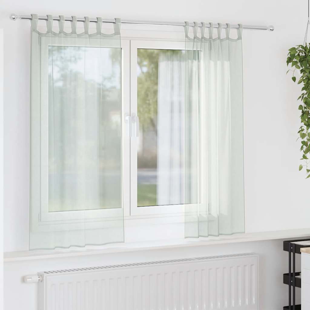 Vidaxl gordijnen voile met lussen 2 st 140x175 cm lichtgrijs