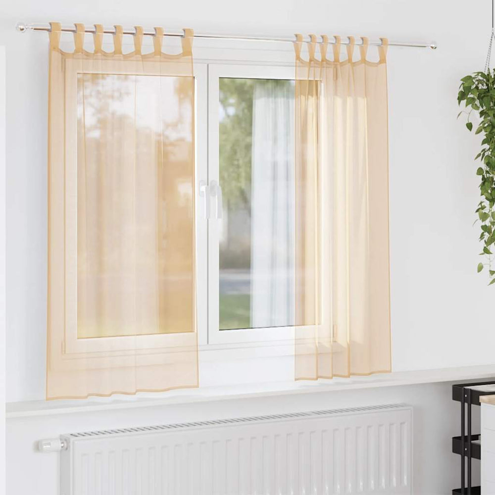 Vidaxl gordijnen met lussen 2 st 140x140 cm zand