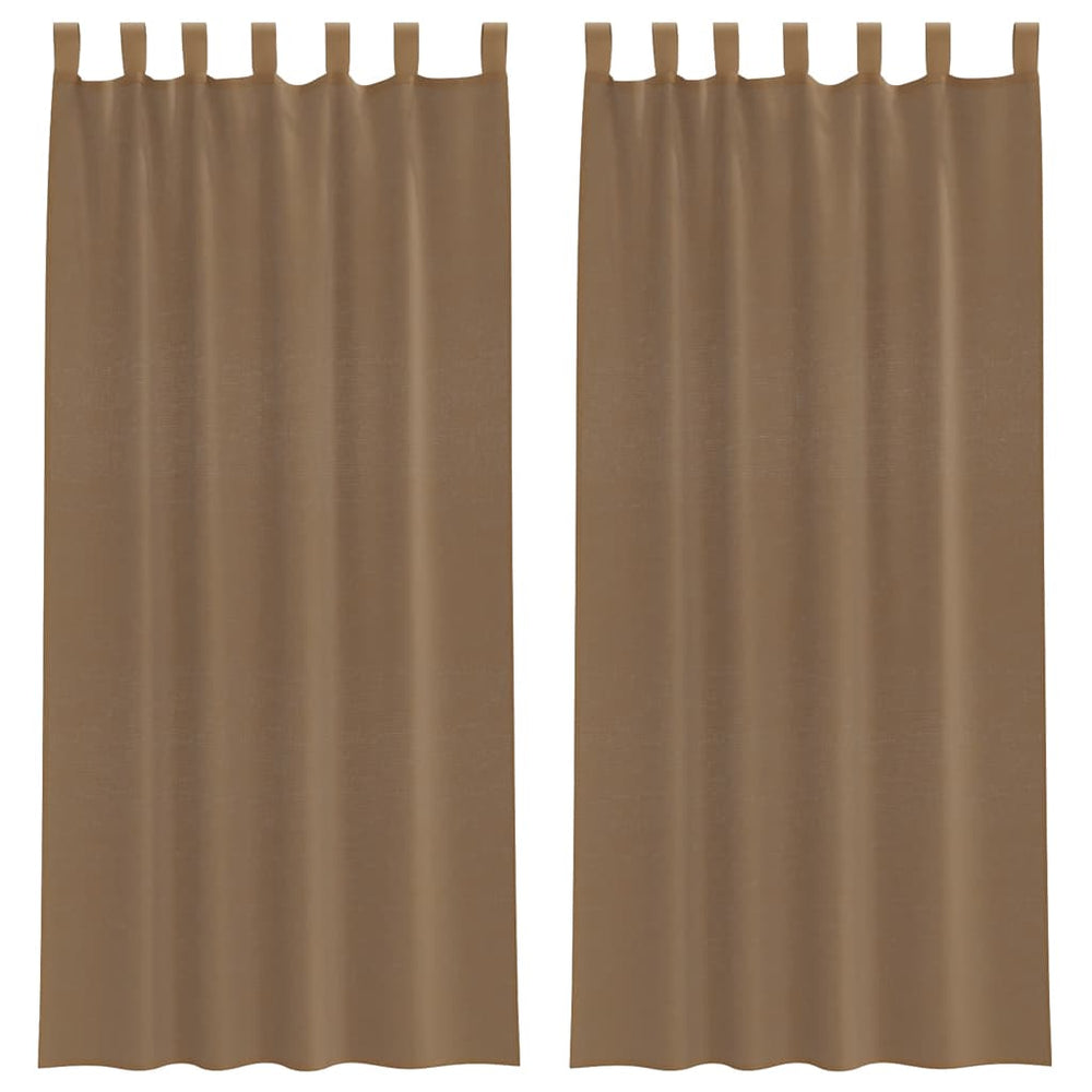 Vidaxl gordijnen voile met lussen 2 st 140x225 cm lichtbruin