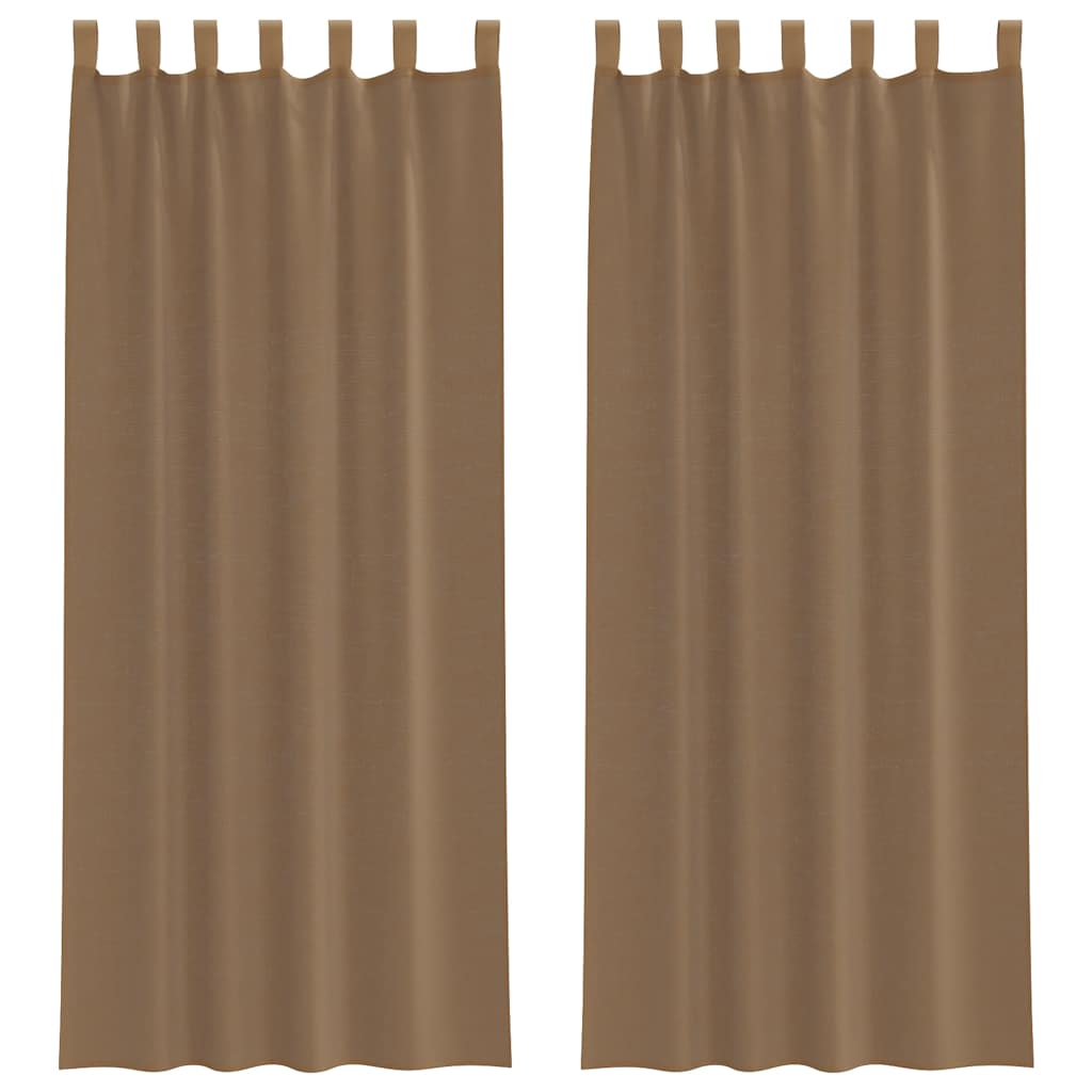 Vidaxl gordijnen voile met lussen 2 st 140x260 cm lichtbruin