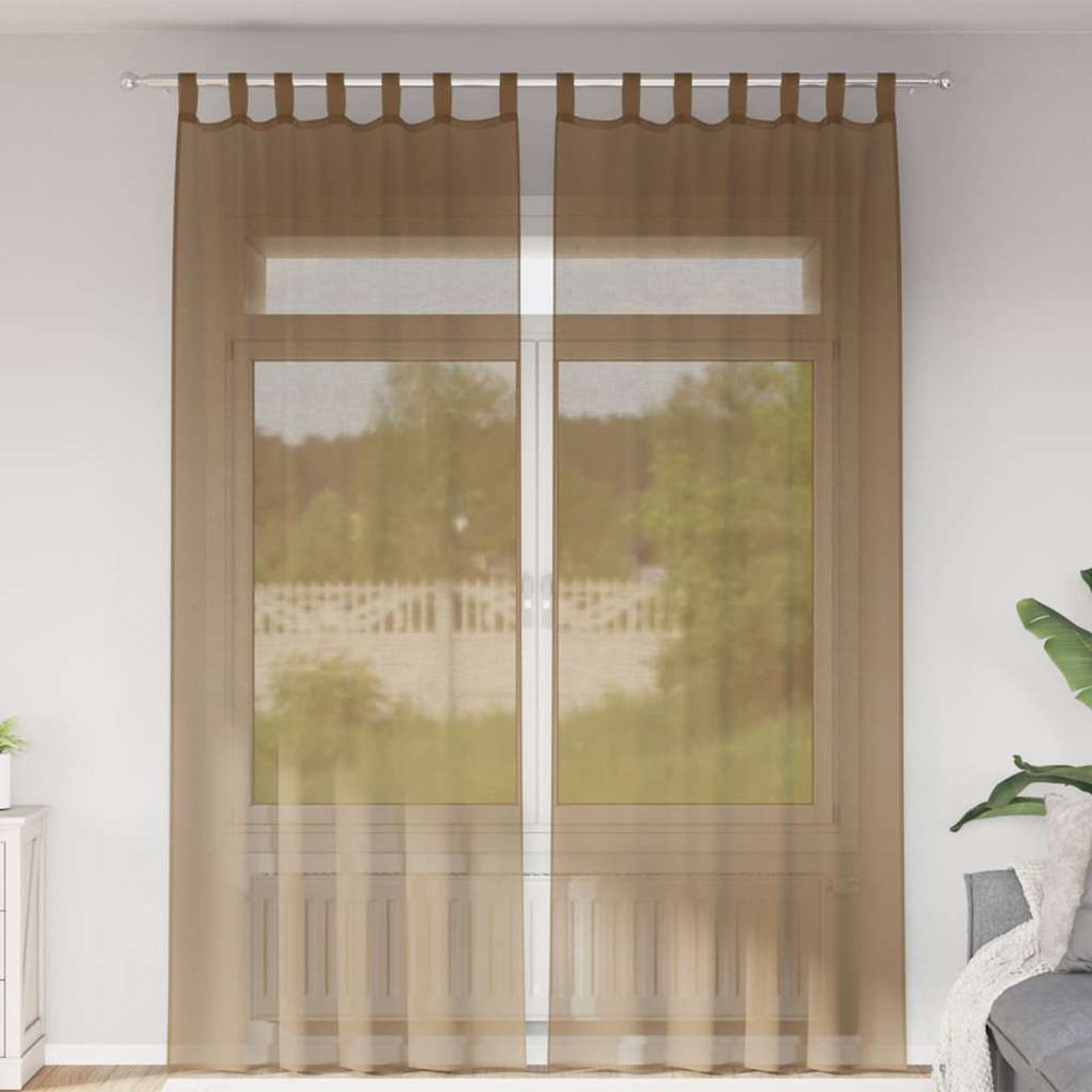 Vidaxl gordijnen voile met lussen 2 st 140x260 cm lichtbruin