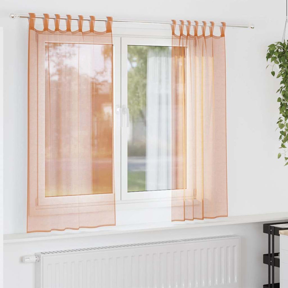 Vidaxl voile gordijnen met lussen 2 st terracotta 140x140 cm
