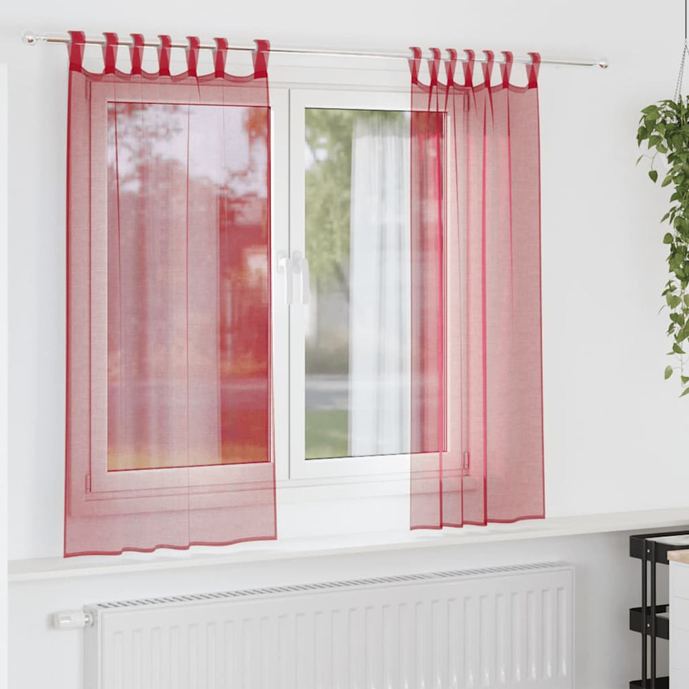 Vidaxl gordijnen voile met lussen 2 st 140x175 cm wijnrood