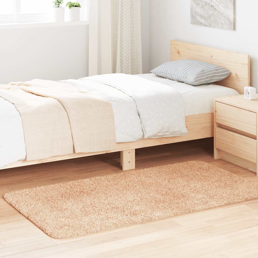 Vidaxl hoogpolig vloerkleed navarra 80x150 cm polyester beige