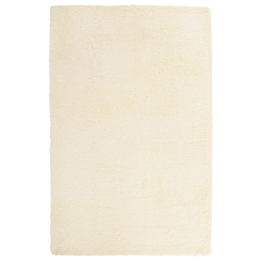 Vidaxl hoogpolig vloerkleed navarra 130x200 cm polyester crèmekleurig