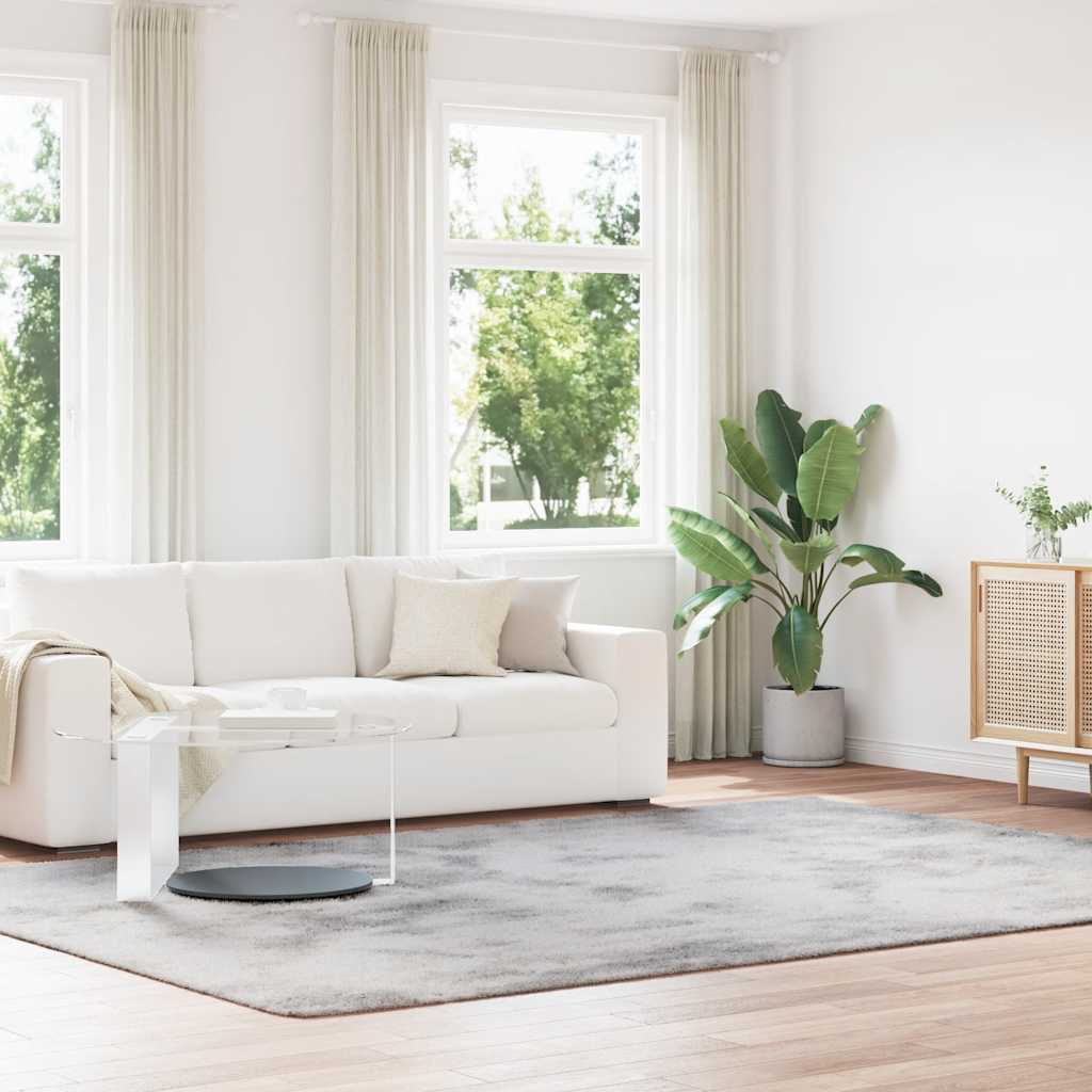 Vidaxl hoogpolig vloerkleed navarra 240x340 cm polyester zilvergrijs