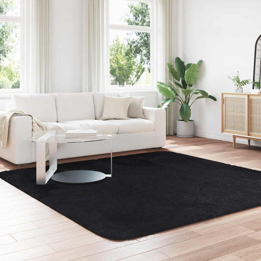 Vidaxl hoogpolig vloerkleed navarra 240x240 cm polyester zwart