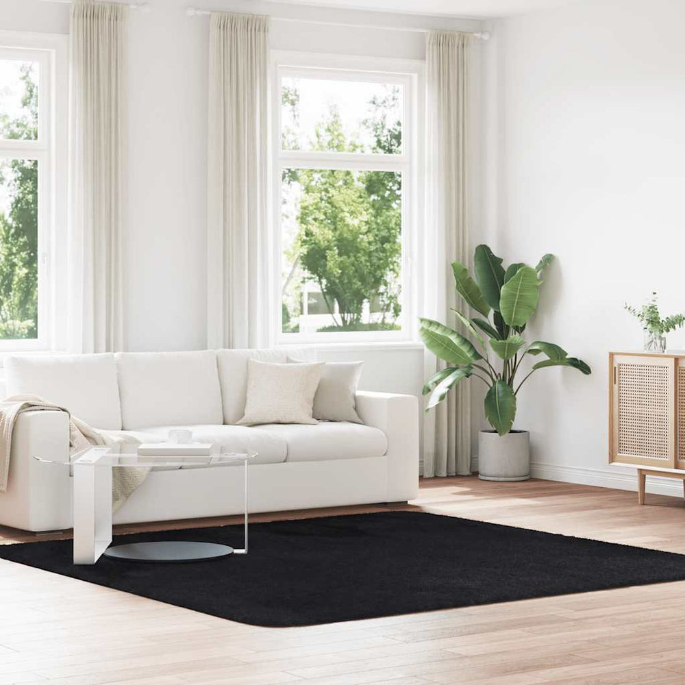 Vidaxl hoogpolig vloerkleed navarra 240x240 cm polyester zwart