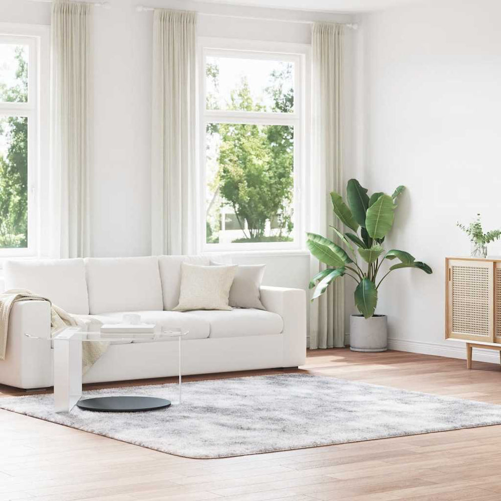 Vidaxl hoogpolig vloerkleed navarra 240x240 cm polyester zilvergrijs