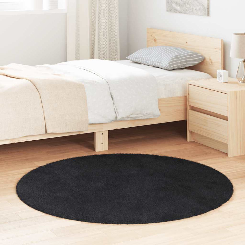 Vidaxl hoogpolig vloerkleed navarra 120x120 cm polyester zwart