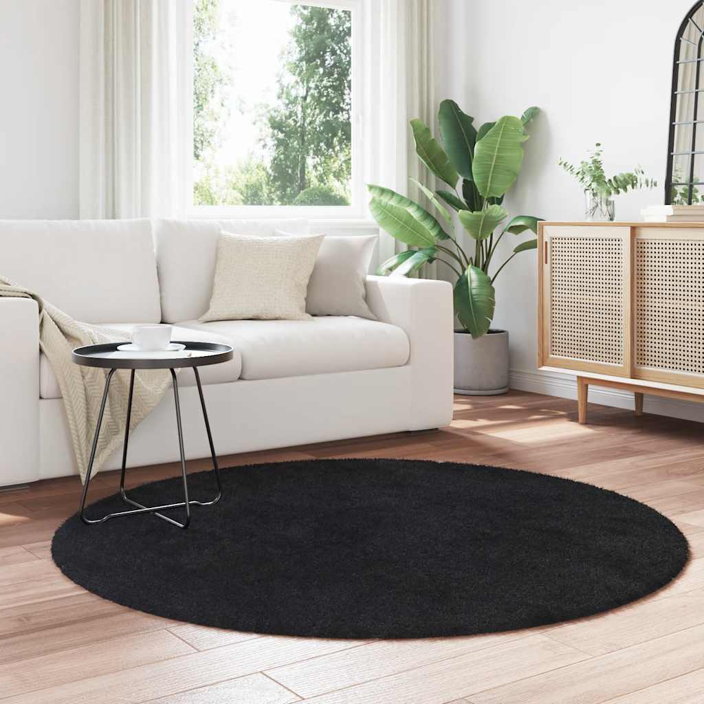 Vidaxl hoogpolig vloerkleed navarra 160x160 cm polyester zwart