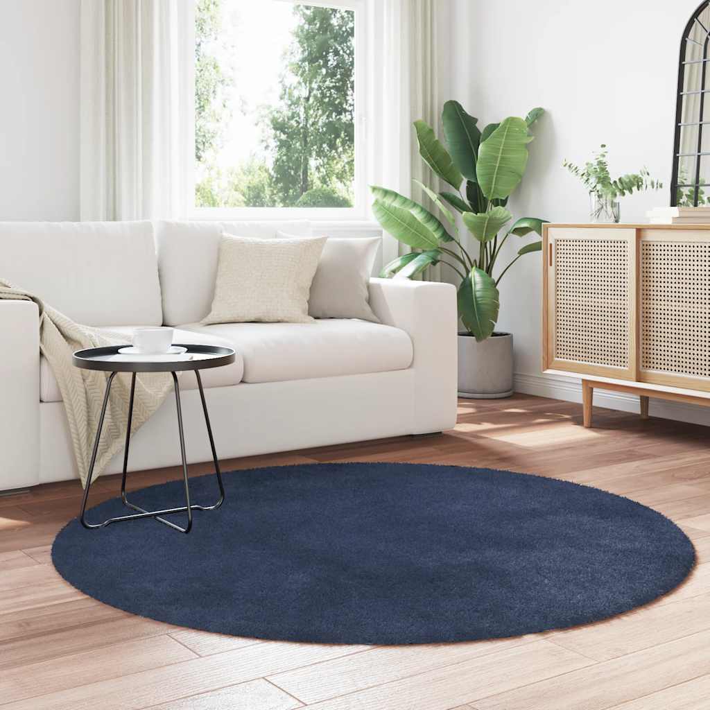 Vidaxl hoogpolig vloerkleed navarra 160x160 cm polyester marineblauw