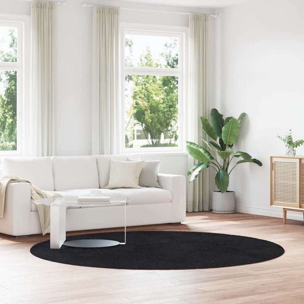 Vidaxl hoogpolig vloerkleed navarra 240x240 cm polyester zwart