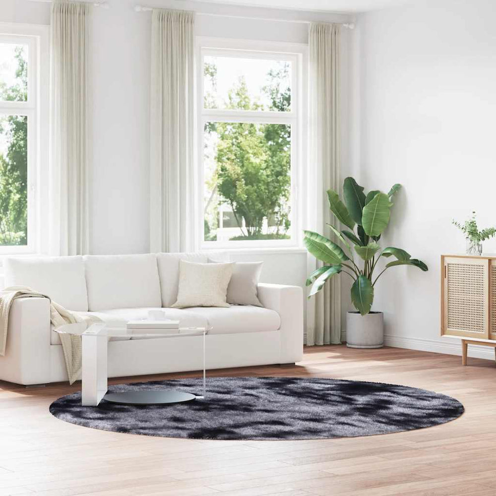 Vidaxl hoogpolig vloerkleed navarra 240x240 cm polyester donkergrijs