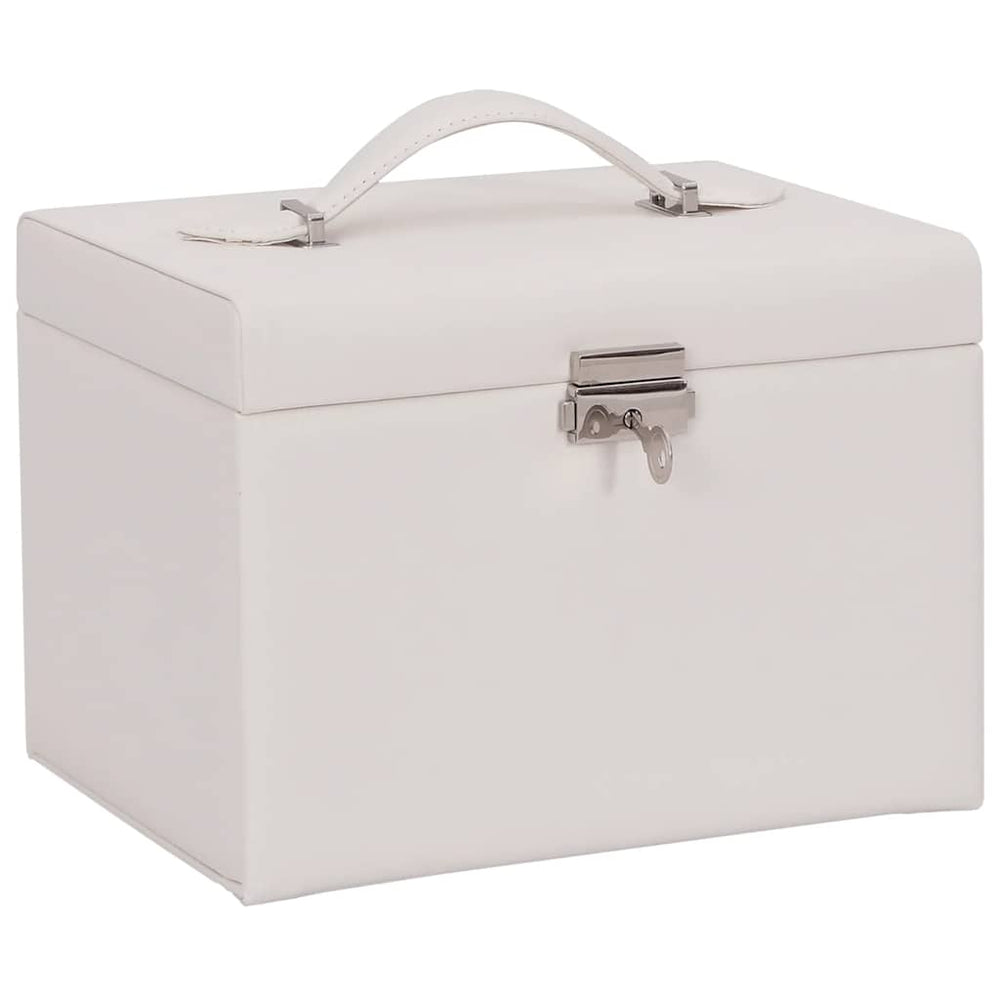 Vidaxl sieradendoosje 4laags spiegel afsluitbaar 22,5x17,5x16,5 cm wit
