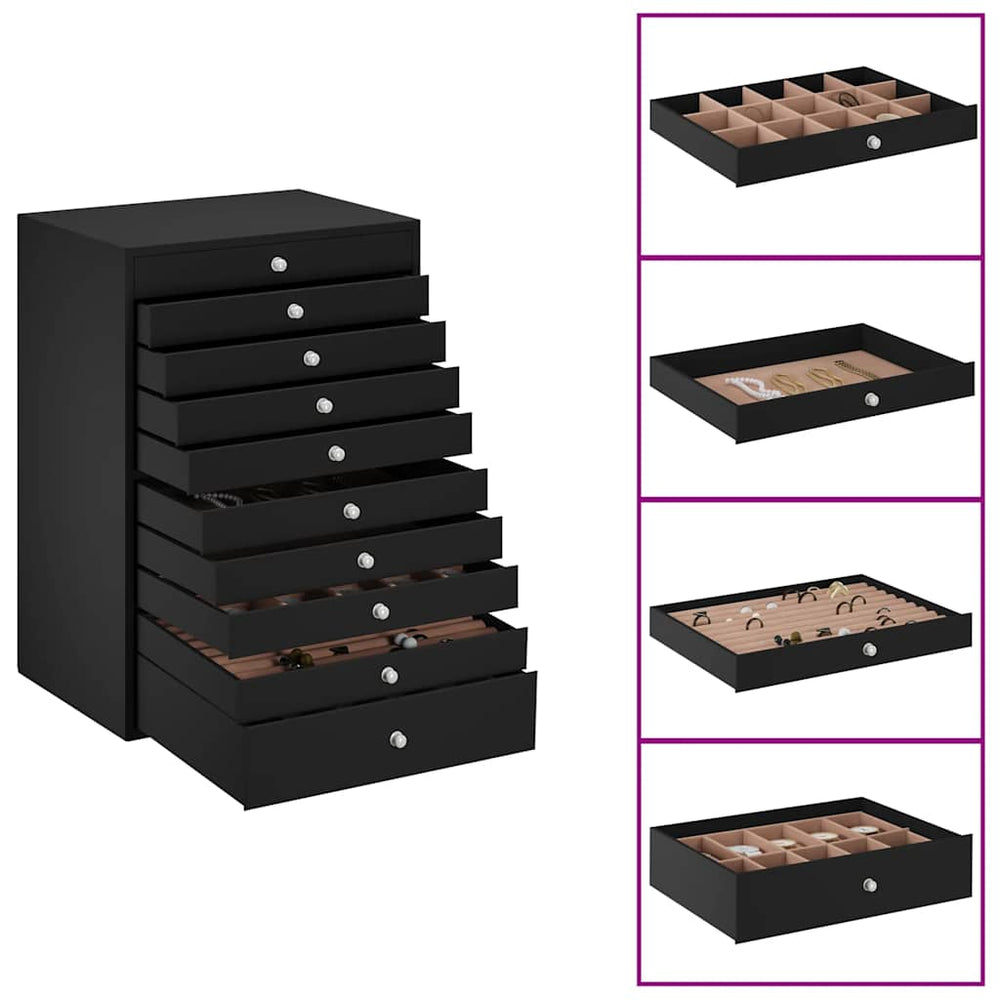 Vidaxl sieradendoos 10-laags met horlogehouders zwart 29x20,5x40,5 cm