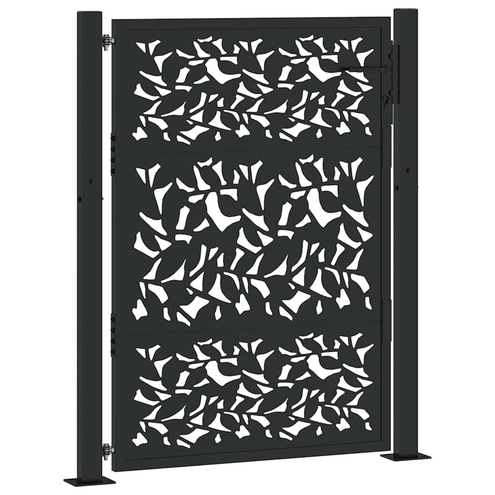 Vidaxl poort met bladontwerp 100x125 cm staal zwart