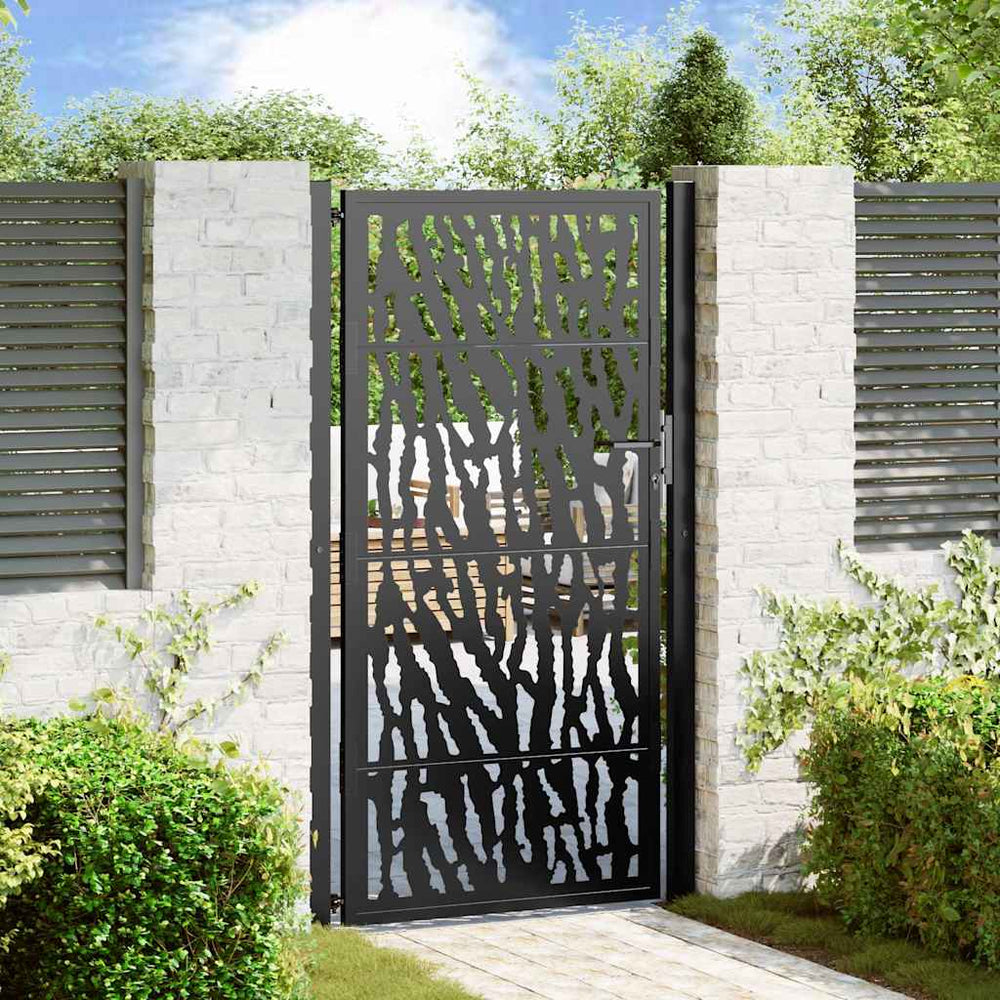 Vidaxl poort met sporenontwerp 100x175 cm staal zwart