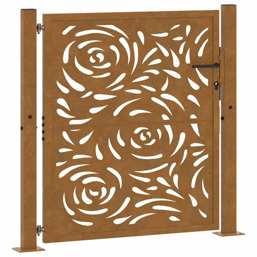 Vidaxl poort met vlamontwerp 100x100 cm weervast staal