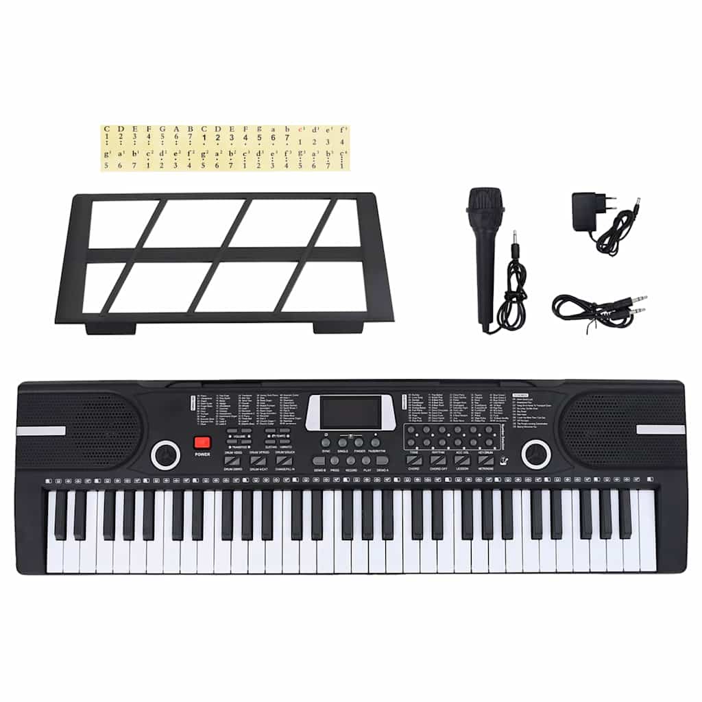 Vidaxl 61 toetsen piano elektrisch toetsenbord met muziekstandaard