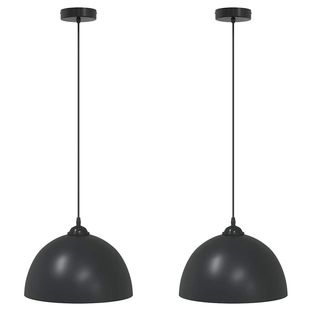 Vidaxl hanglampen 2 st in hoogte verstelbaar e27 30 cm metaal zwart