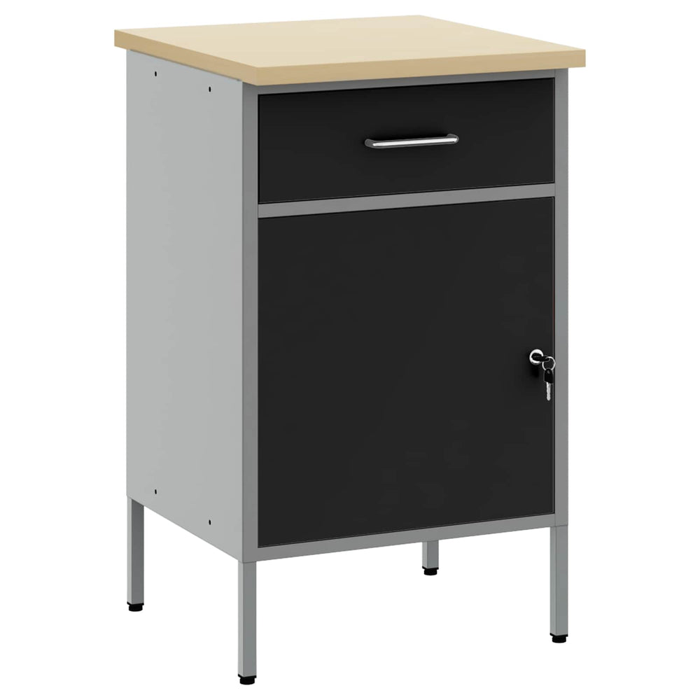 Vidaxl werkbank met lade met opslag zwart en grijs 50 x 55 x 85 cm