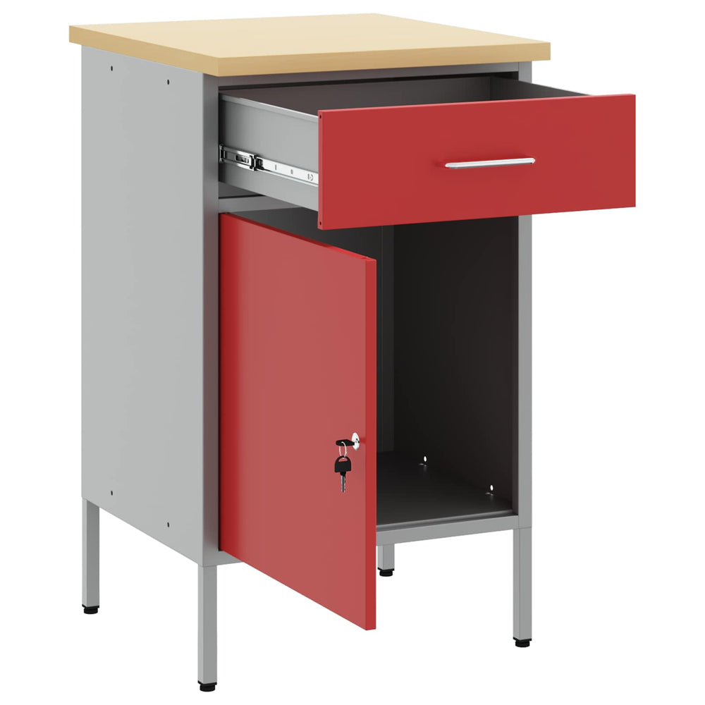 Vidaxl werkbank rood en grijs 50 x 55 x 85 cm engineered hout en staal