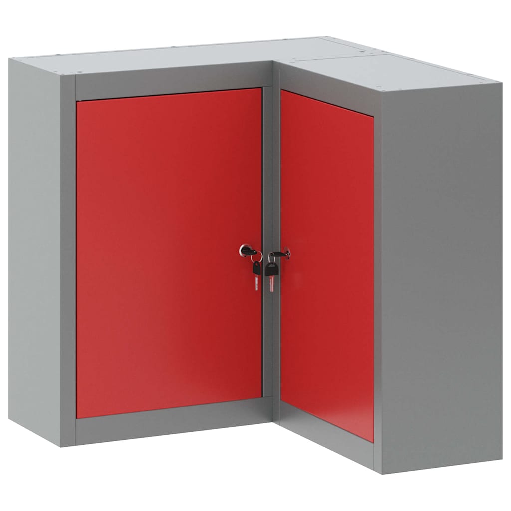 Vidaxl gereedschapskast met plank rood en grijs 55 x 55 x 55 cm staal