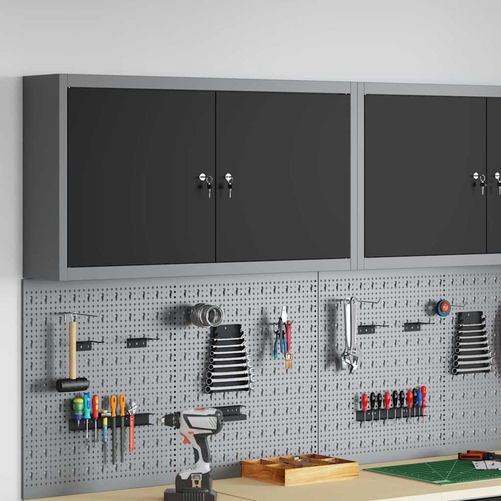 Vidaxl gereedschapskast met plank zwart en grijs 50 x 20 x 55 cm