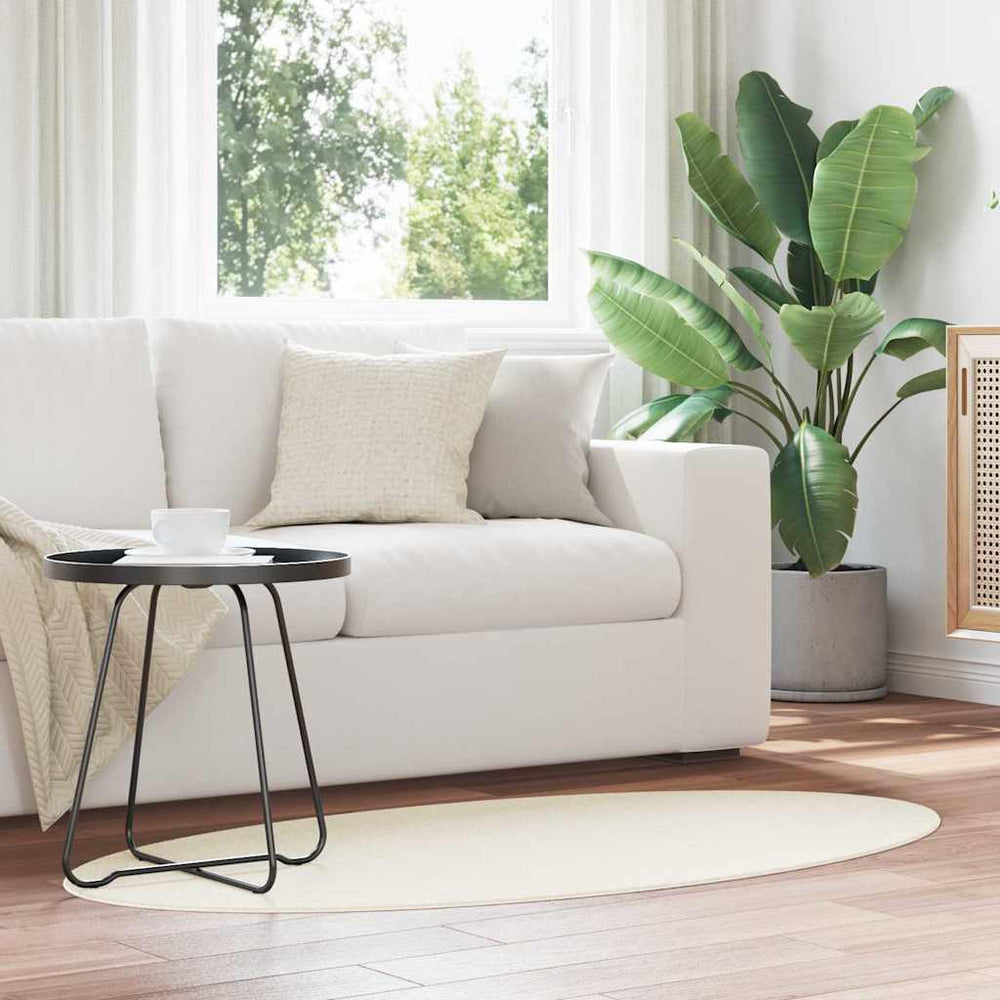 Vidaxl vloerkleden ovaal huarte crème 80 x 150 cm 100% polyester