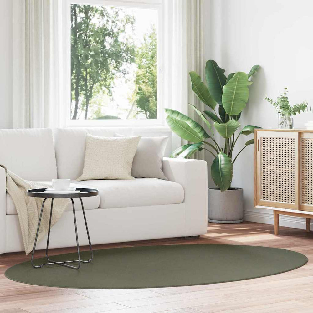 Vidaxl vloerkleden ovaal huarte bosgroen 140 x 200 cm 100% polyester