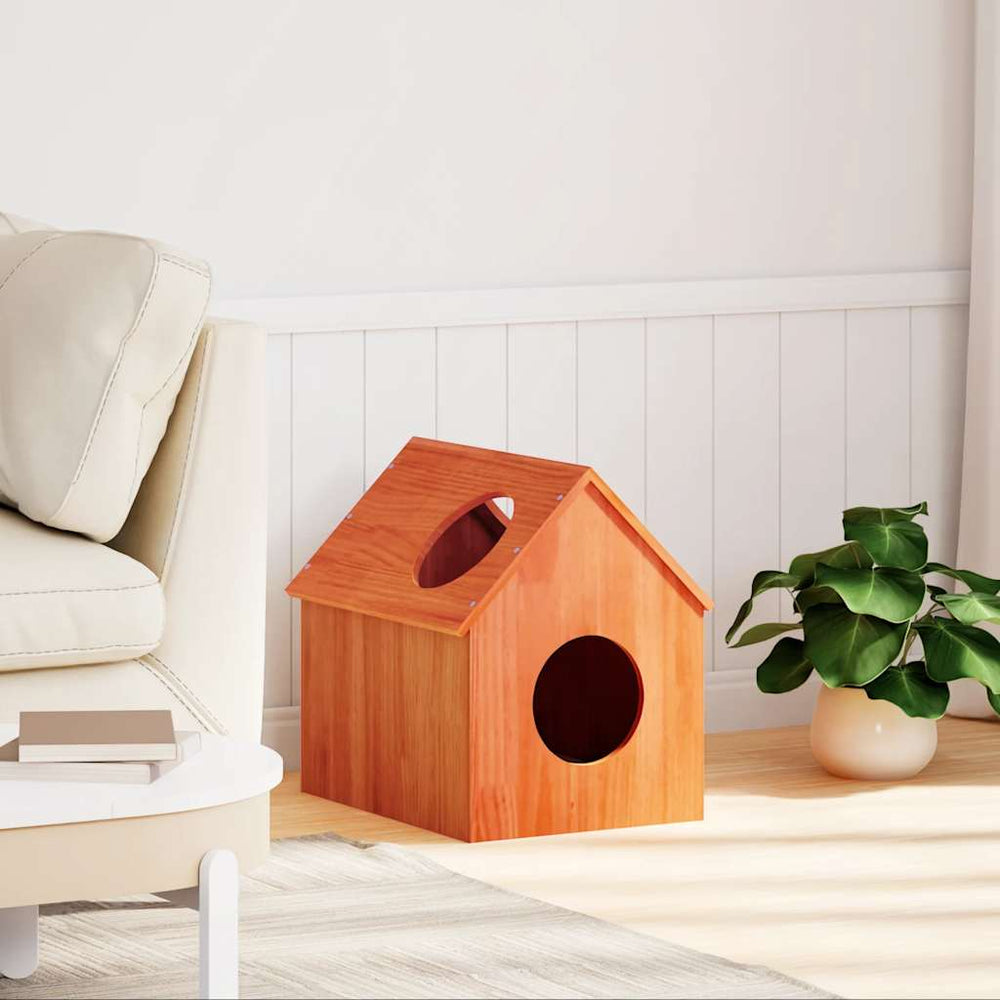 Vidaxl kattenhuis 41x50x50 cm massief groenhout wasbruin
