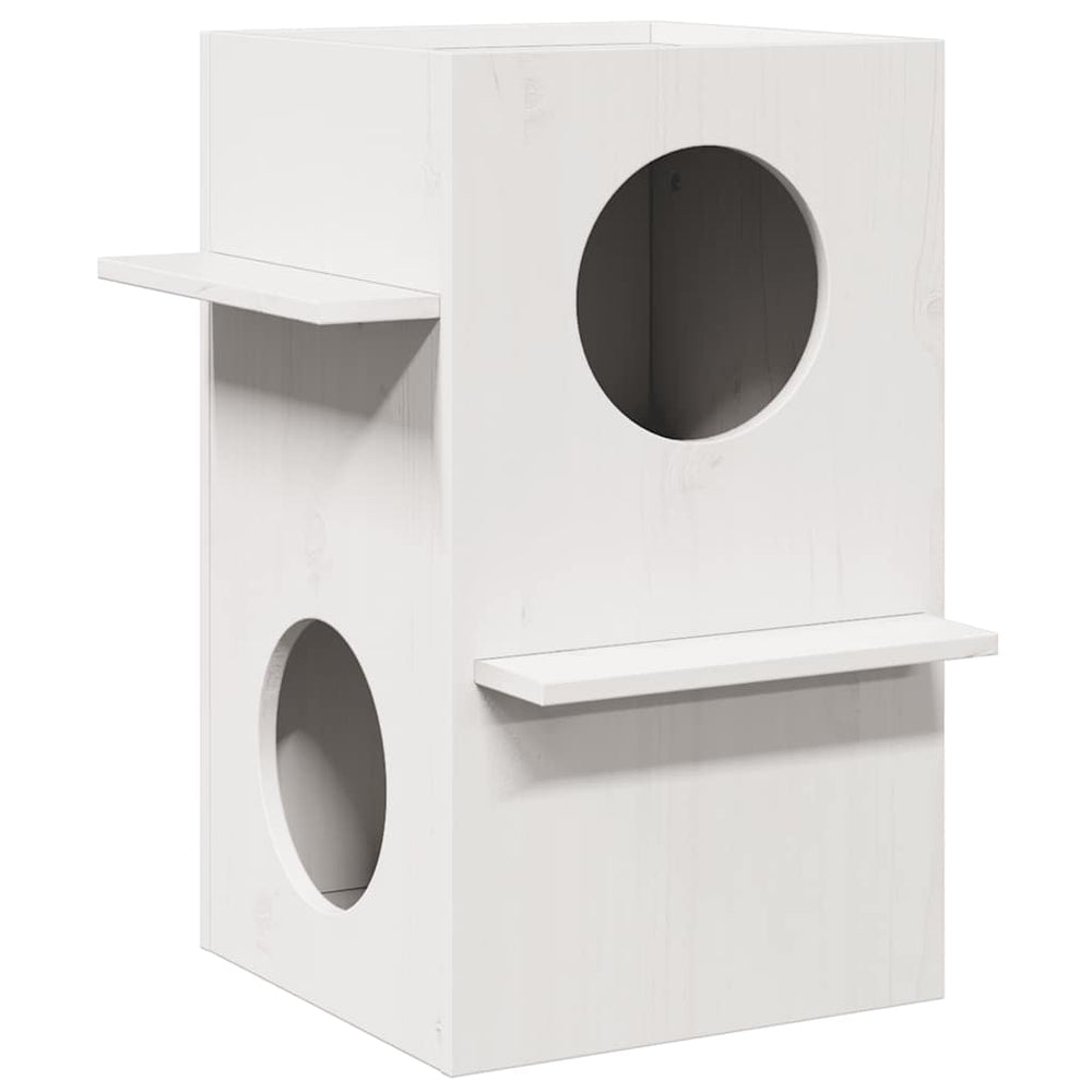 Vidaxl kattenhuis 43x43x60 cm massief groenhout wit