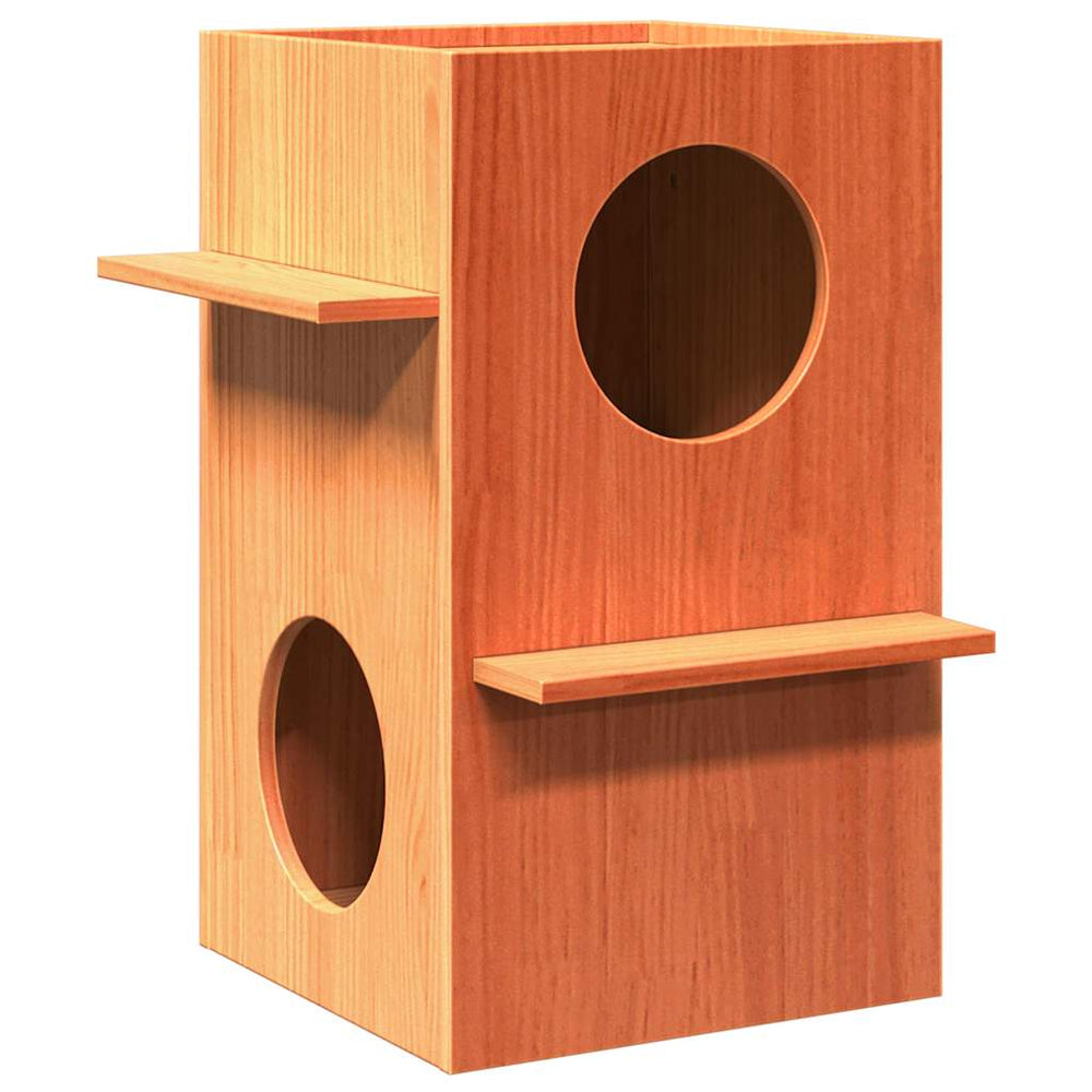 Vidaxl kattenhuis 43x43x60 cm massief groenhout wasbruin