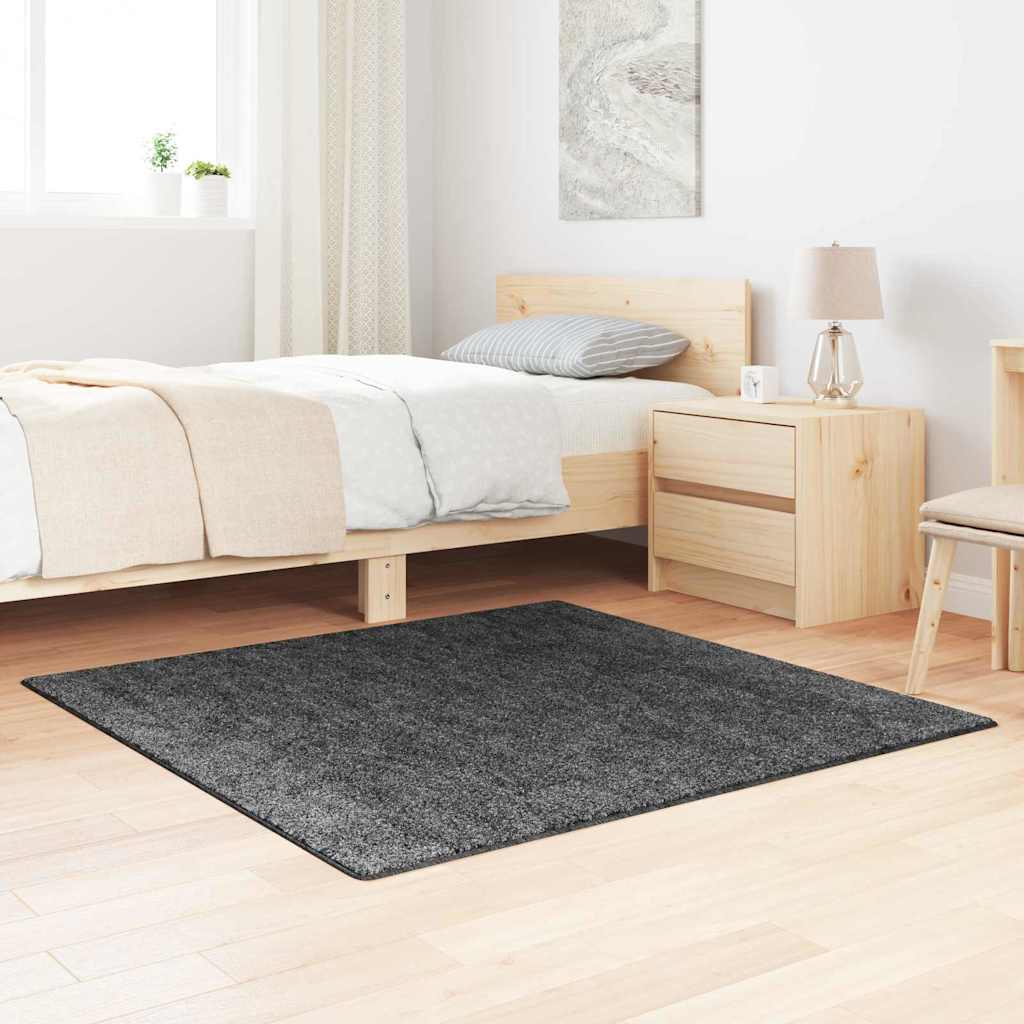 Vidaxl antislip shaggy tapijt donkergrijs 120 x 120 cm pp