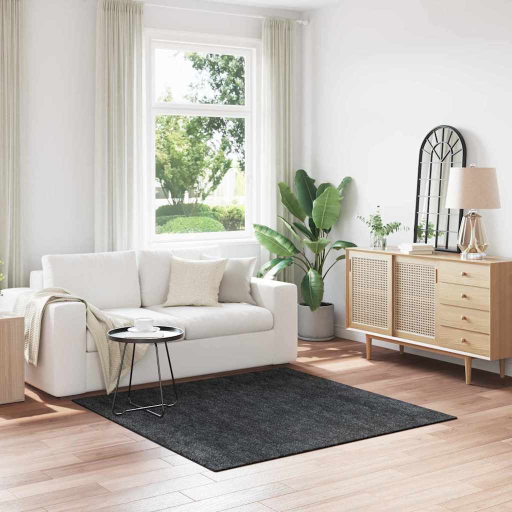Vidaxl antislip shaggy tapijt donkergrijs 160 x 160 cm pp