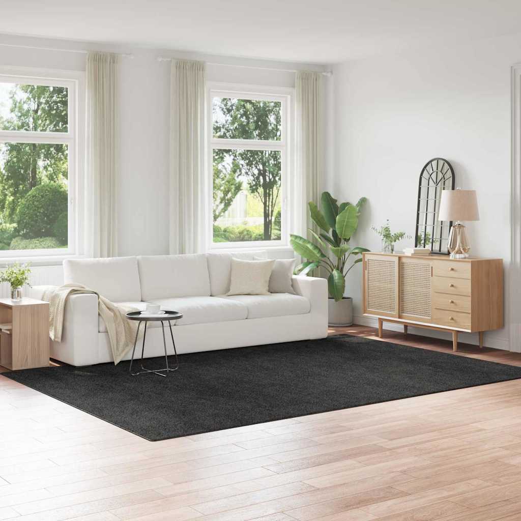 Vidaxl antislip shaggy tapijt donkergrijs 240 x 340 cm pp