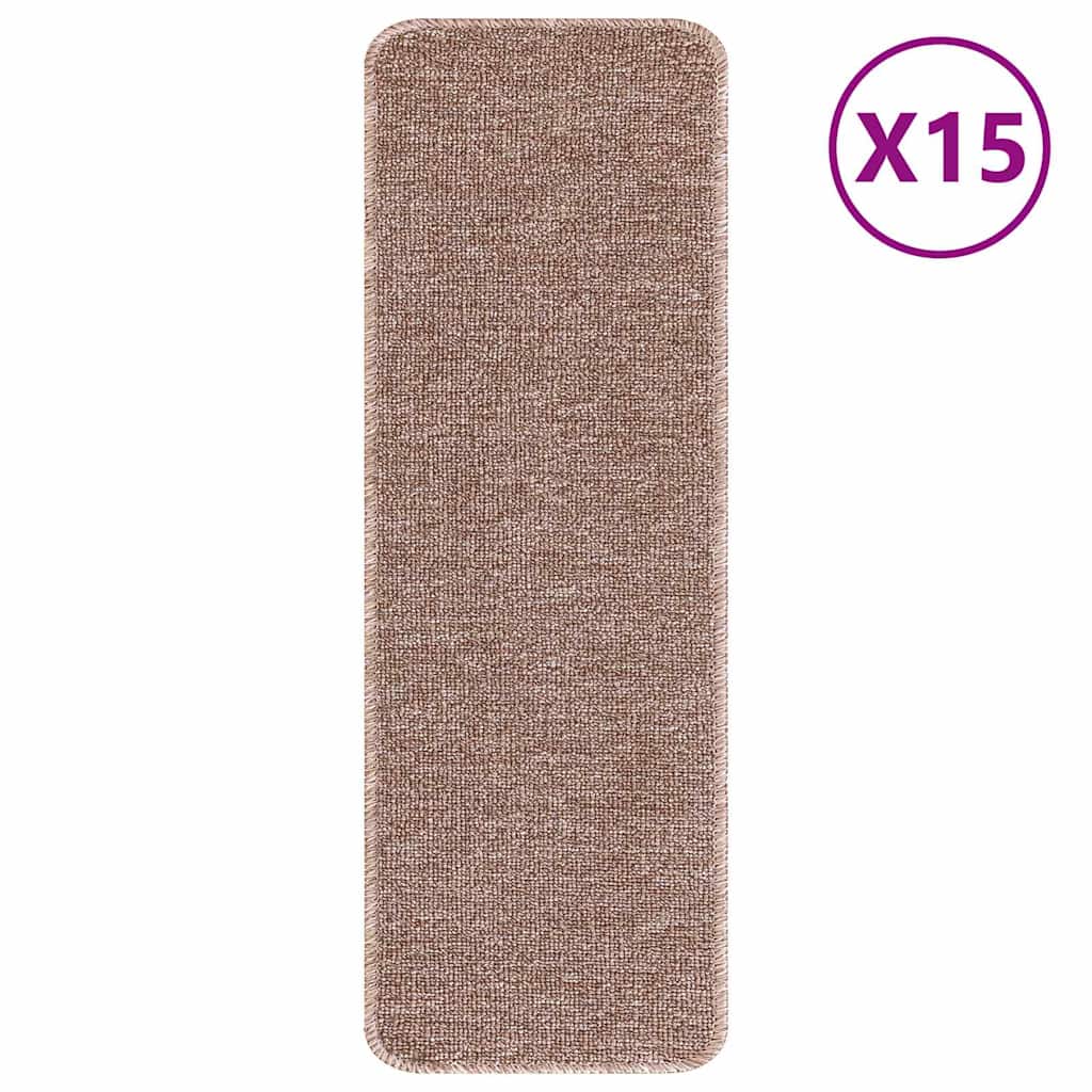 Vidaxl antislip trapmatten 15 pcs lichtbruin 60 x 25 cm pp